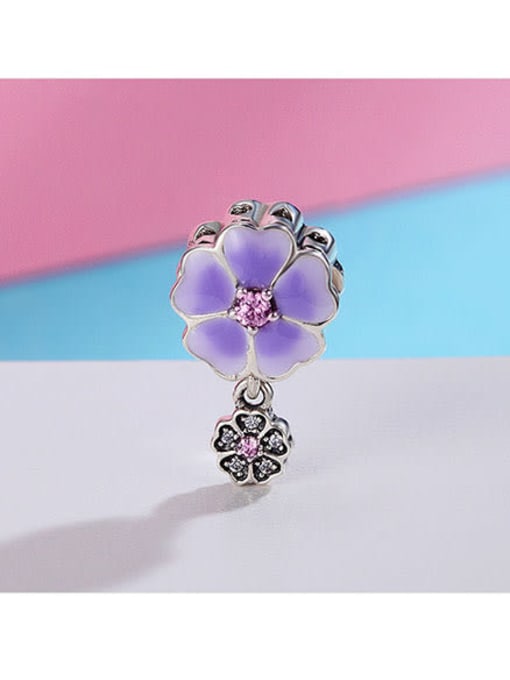 Jare 925 silver purple flower charms 2