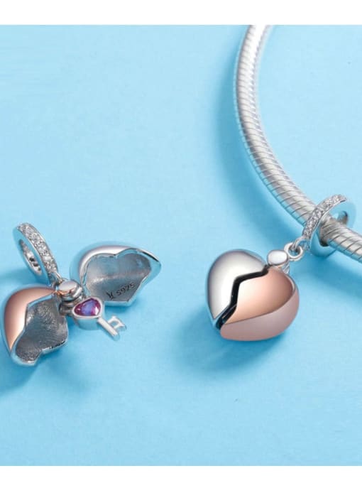 Jare 925 silver artificial zircon heart-shaped charms 3