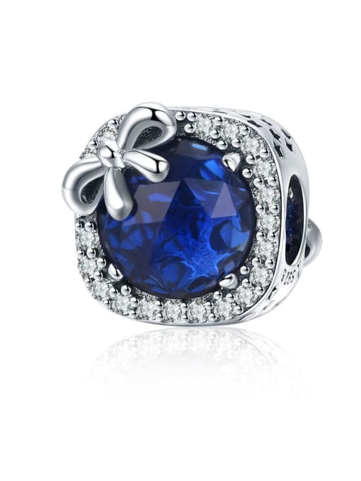 blue 925 silver cute bow charms