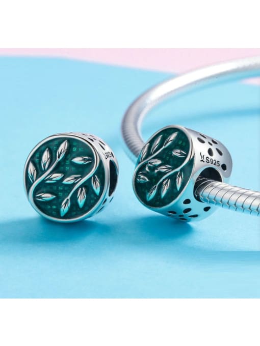 Jare 925 silver green leaf charms 2