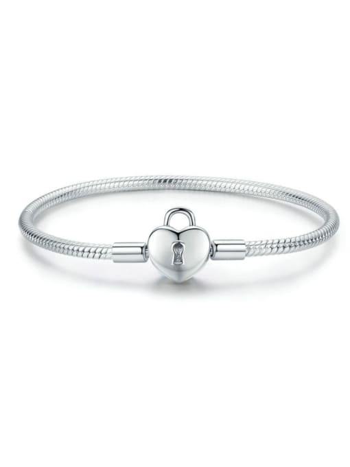 17CM 925 silver cute heart lock Chain Bracelet