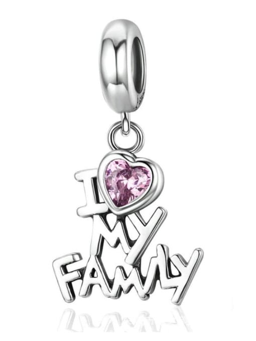Pink 925 silver, I love my family letter charms