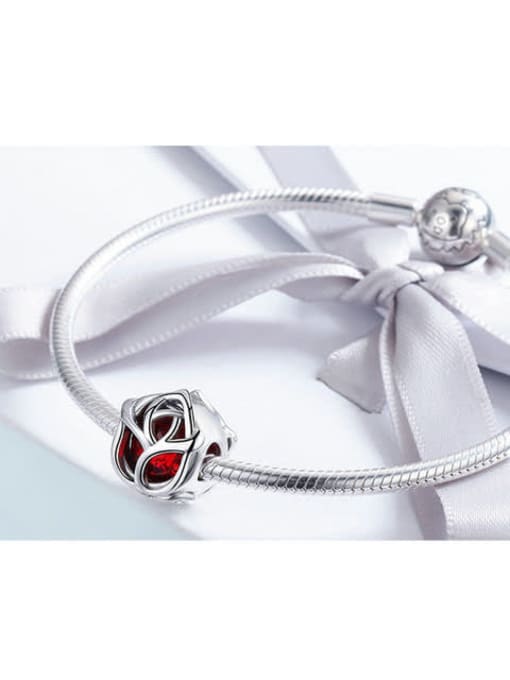 Jare 925 Silver Romantic Red Rose charms 3