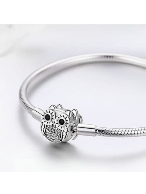 Jare 925 Silver Cute Owl Chain Bracelet 2
