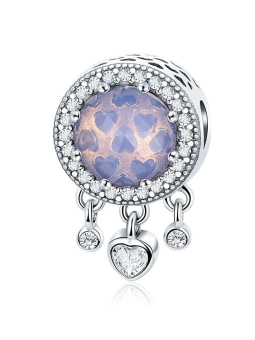 Purple 925 silver cute heart charms