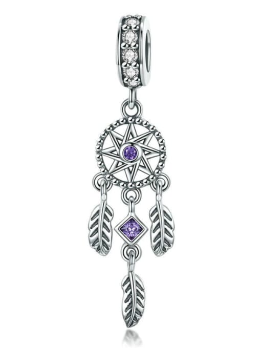 Dark purple 925 silver artificial zircon charms