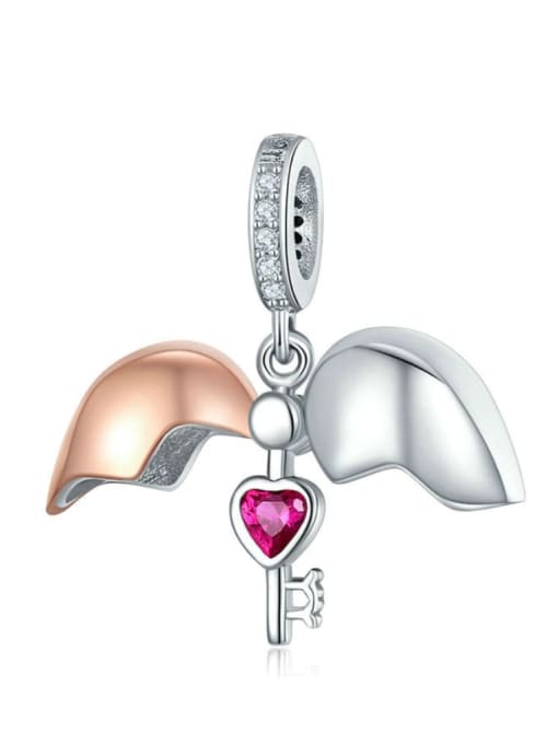 Jare 925 silver artificial zircon heart-shaped charms