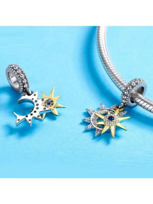 Jare 925 silver cute stars moon charms 2