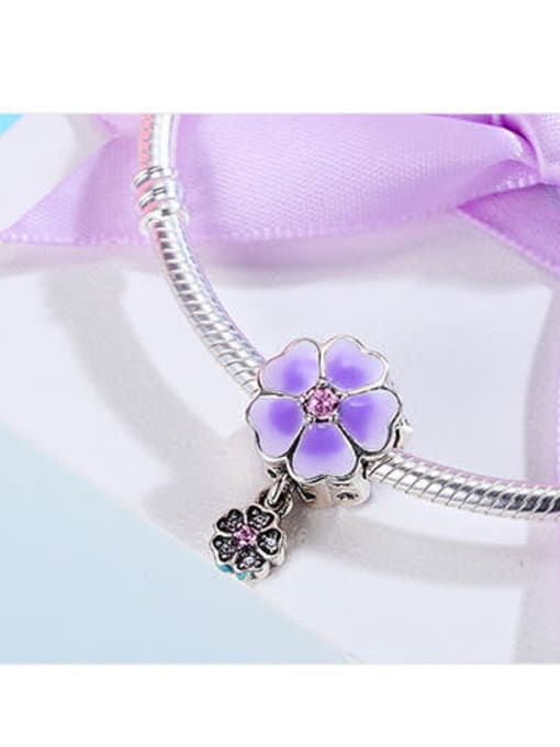 Jare 925 silver purple flower charms 1