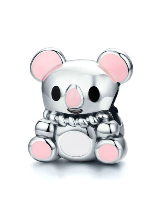 Pink 925 silver cute bear charms