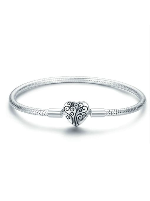 19cm 925 silver cute heart Chain Bracelet