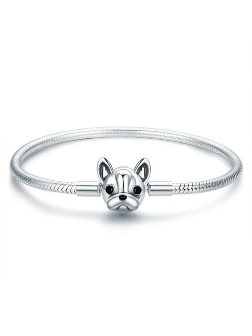 18 beauty 925 Silver Cute Dog Chain Bracelet