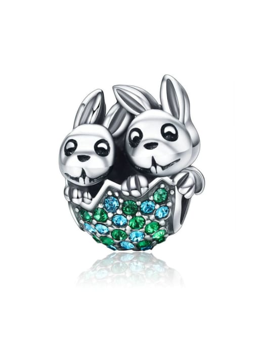 Green 925 Silver Easter Bunny charms