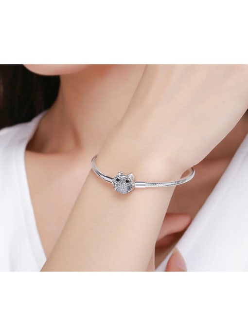 Jare 925 Silver Cute Owl Chain Bracelet 1