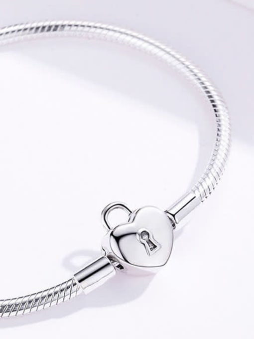 Jare 925 silver cute heart lock Chain Bracelet 2