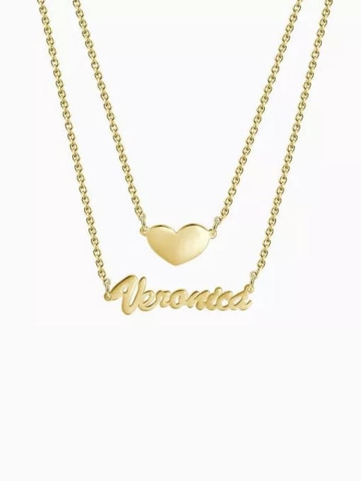 18K Gold Plated Customized Two Layers Personalized Heart Name Necklace