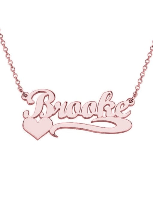 18K Rose Gold Plated Personalized  Heart Name Necklace silver