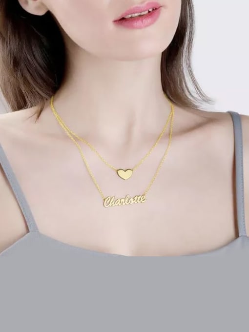 Lian Customized Two Layers Personalized Heart Name Necklace 1