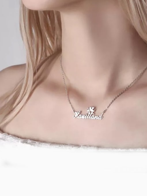 Lian Customized Silver Cupid Name Necklace 18K White Plated 1