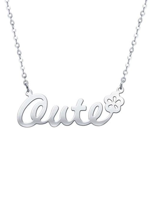 18K White Gold Plated Personalized Classic Name Necklace with Flower