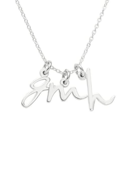 18K White Gold Plated Mini Three Initial Name Necklace silver