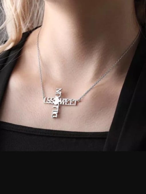 Lian Customize Personalized Cross Two Name Necklace 3