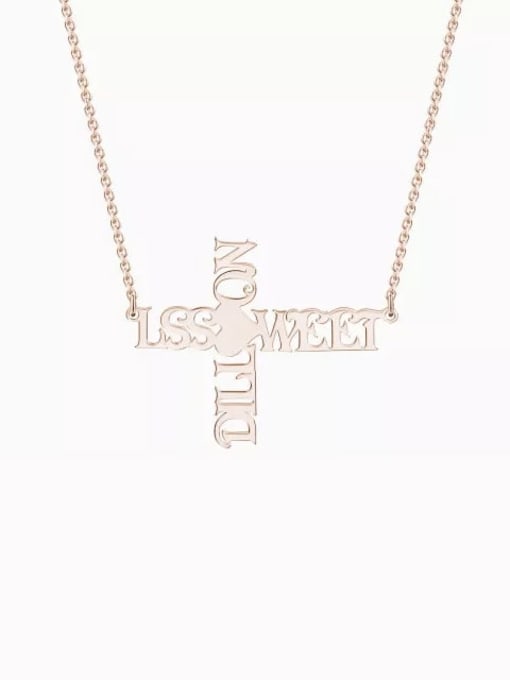 18K Rose Gold Plated Customize Personalized Cross Two Name Necklace