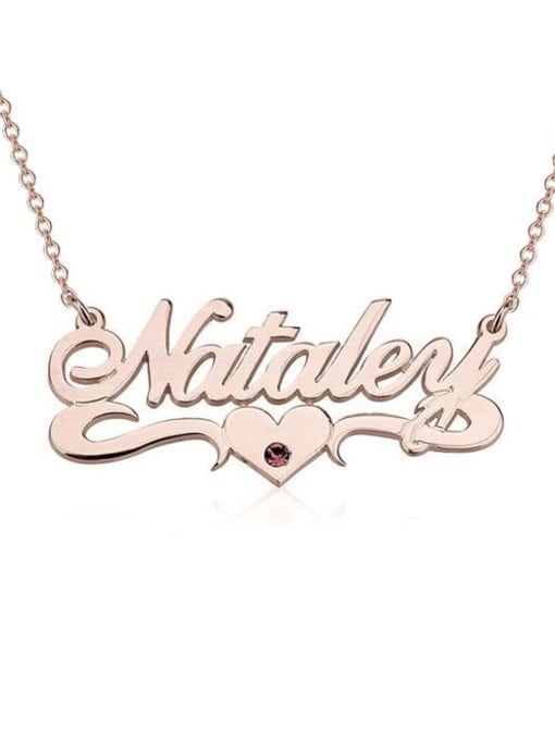18K Rose Gold Plated Personalized Birthstone Name Necklace With Underline Hearts