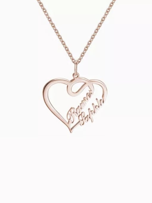 18K Rose Gold Plated Customize Overlapping Heart Two Name Necklace