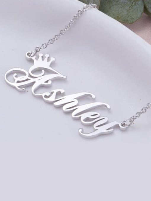 Lian Ashley style Personalized Name Crown Necklace Silver 1