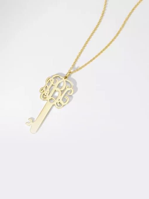 Lian Customize Key Monogram Necklace Silver 3