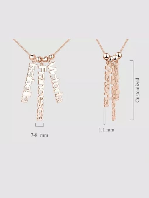 Lian Customize Personalized Vertical 3 Name Necklace Rose Gold Plated Silver 2