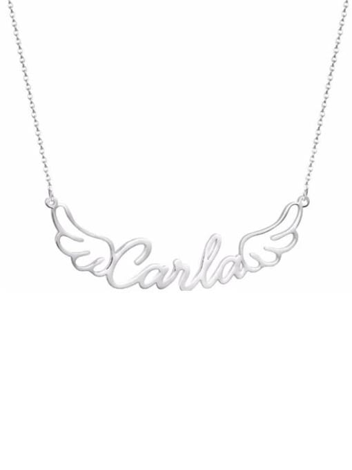 18K White Gold Plated personalized Angel Wings Name Necklace