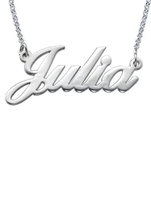 18K White Gold Plated Custom Julia style Name Necklaces silver