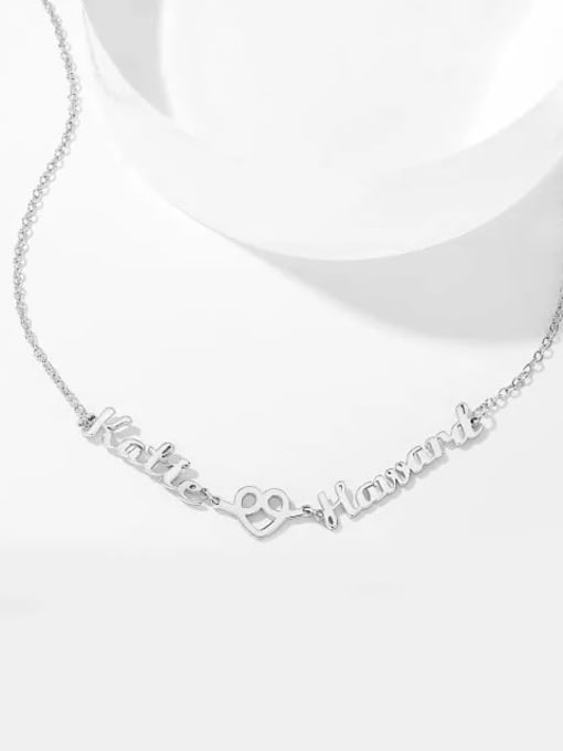 Lian Customized Love Hug Two Name Necklace Silver 2