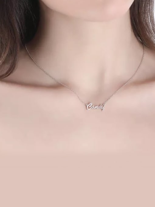 Lian Customized Personalized CZ Name Necklace Silver 3