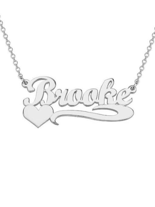 18K White Gold Plated Personalized  Heart Name Necklace silver