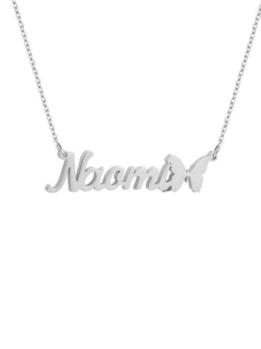 18K White Gold Plated Butterfly Style Custom Name Necklace