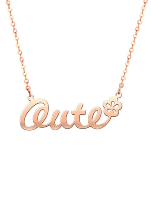 18K Rose Gold Plated Personalized Classic Name Necklace with Flower