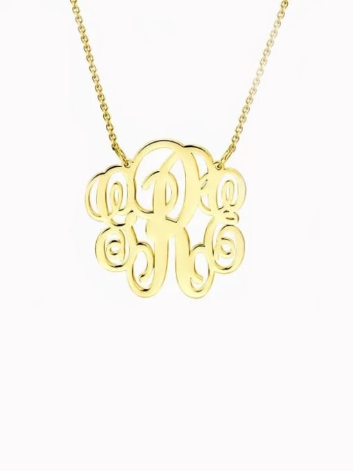 18K Gold Plated Customize Small Fancy Monogram Necklace silver