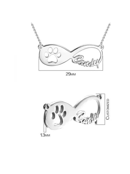Lian Customized Dog Paw Print Infinity Name Necklace Silver 3