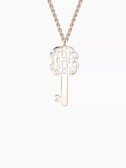 18K Rose Gold Plated Customize Key Monogram Necklace Silver