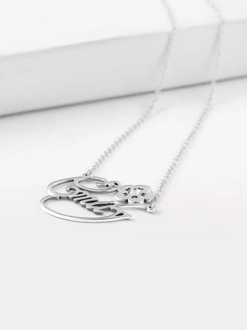 Lian Customize Silver Personalized Crystal Name Necklace With Flower 2