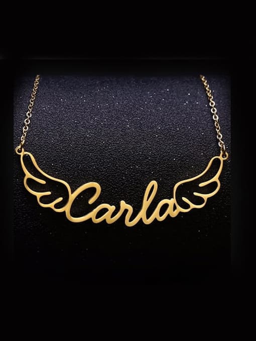 Jewelry Wholesale Personalized Angel Wings Name Necklace 18K Gold Plated