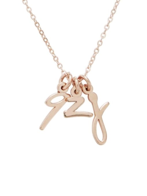 18K Rose Gold Plated Mini Three Initial Name Necklace silver