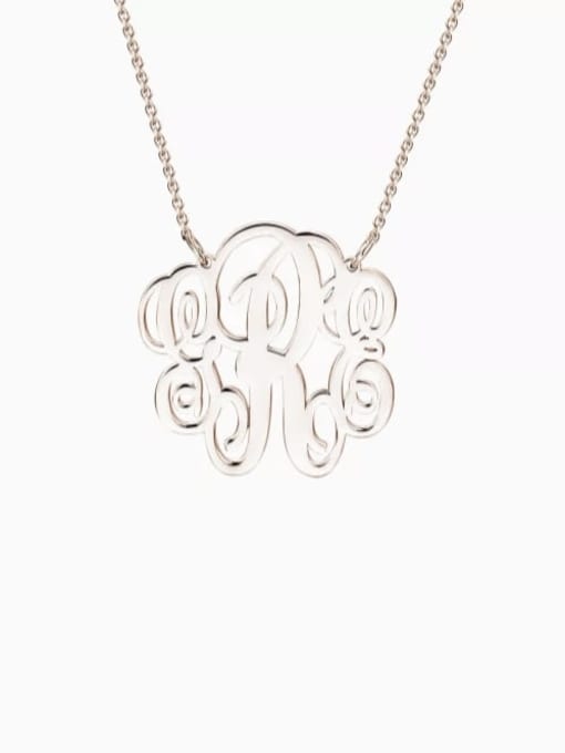18K Rose Gold Plated Customize Small Fancy Monogram Necklace silver