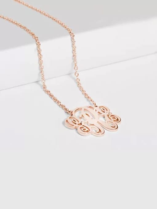 Lian Customize Small Fancy Monogram Necklace silver 2