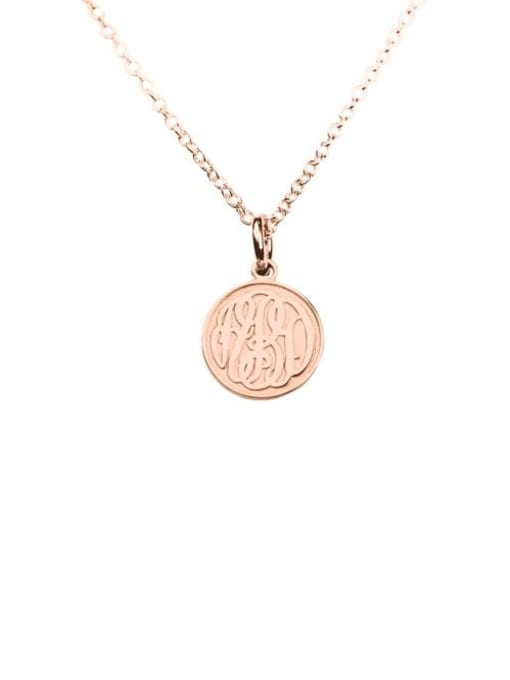 18K Rose Gold Plated Customize Embossed  Monogram Necklaces sterling siver