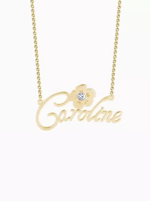 18K Gold Plated Customize Silver Personalized Crystal Name Necklace With Flower