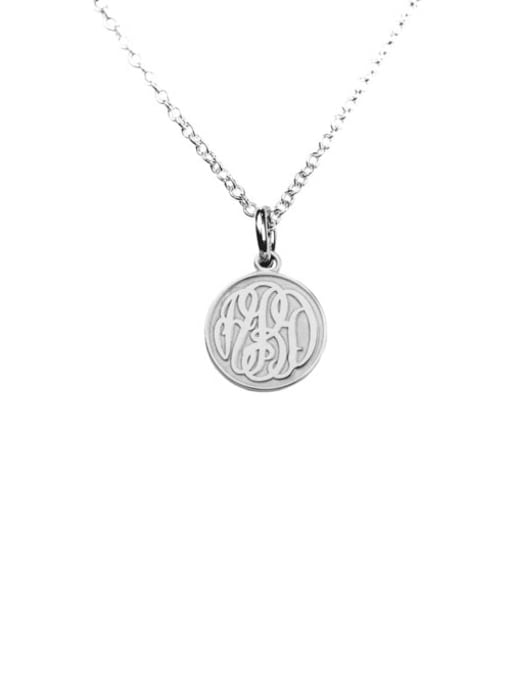 18K White Gold Plated Customize Embossed  Monogram Necklaces sterling siver